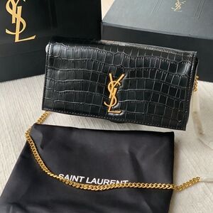 YSL Kate Croc Embossed Leather Bag